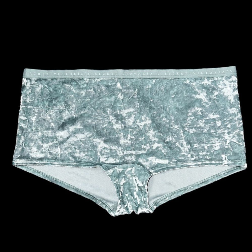 Victorias Secret Luxe Crushed Velvet Boy Short Shortie Panty Sage Large